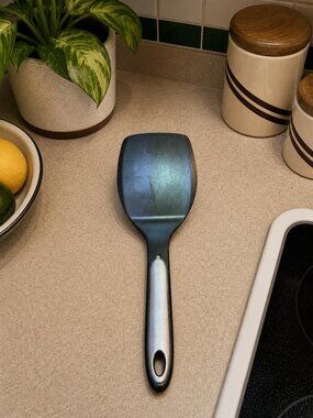 Calphalon Nylon & Silicone Long Handle Black & Grey Spatula ‎ 13”